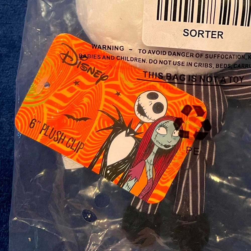 Disney nightmare before Christmas Jack and Sally 6in clip on plush toys